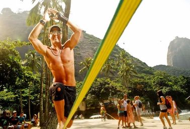 شراء حزام التنورة البوليستر Slackline حبل اللون الأصفر مع شعار مخصص online manufacture